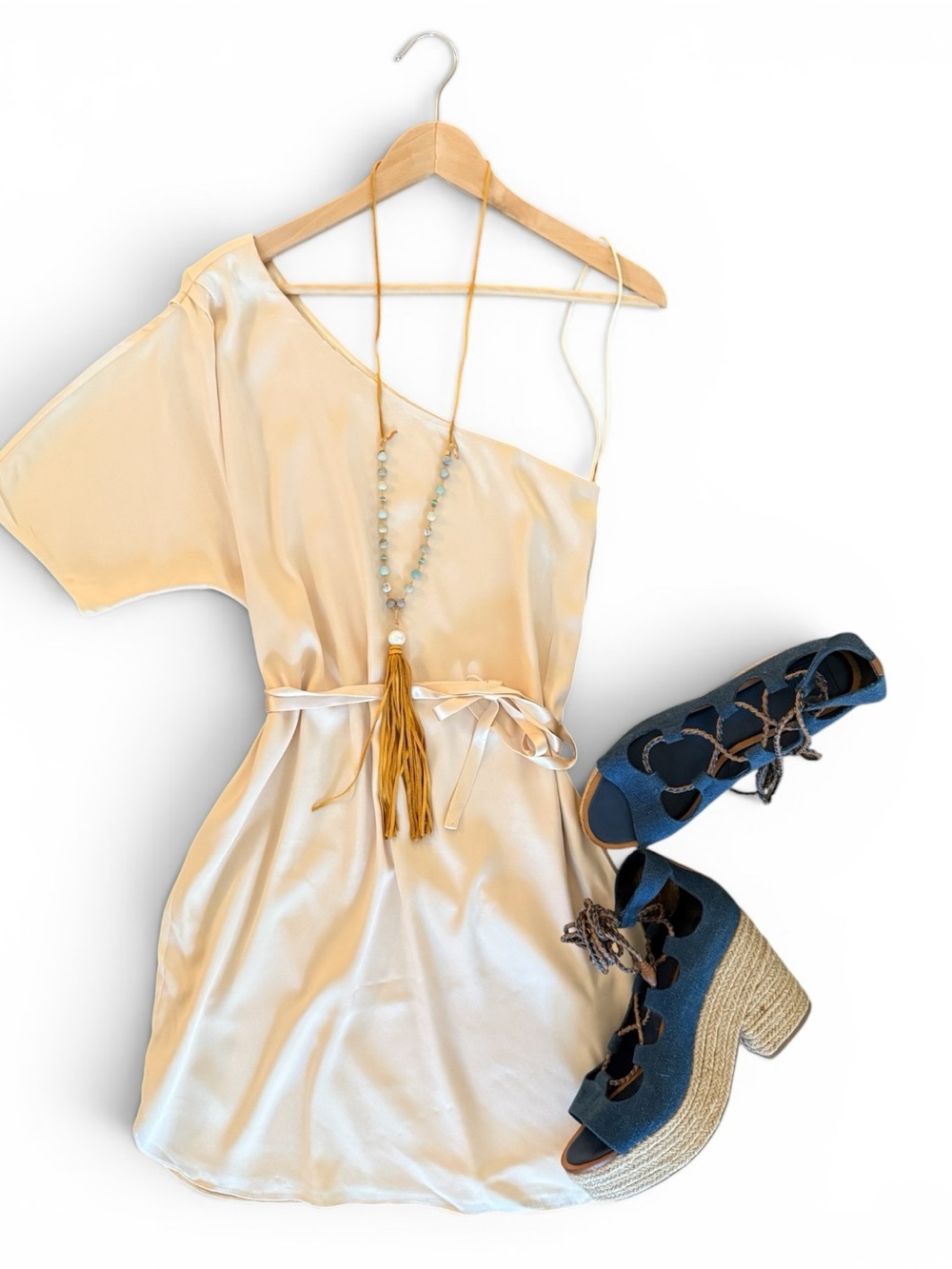 Vintage Alice + Olivia Blush Silk Slip Dress, Size Small